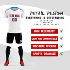 Custom White Raglan Shoulder Striped Soccer Tops/Sets Jersey