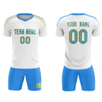 Custom White Raglan Shoulder Striped Soccer Tops/Sets Jersey