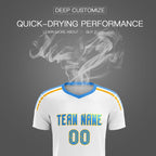 Custom White Raglan Shoulder Striped Soccer Tops/Sets Jersey