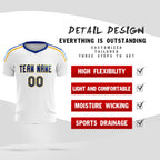 Custom White Raglan Shoulder Striped Soccer Tops/Sets Jersey