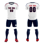 Custom white Striped Quick Dry Tops Soccer Sets Jersey
