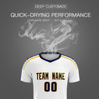Custom White Raglan Shoulder Striped Soccer Tops/Sets Jersey