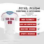 Custom White Raglan Shoulder Striped Soccer Tops/Sets Jersey