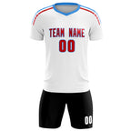 Custom White Raglan Shoulder Striped Soccer Tops/Sets Jersey