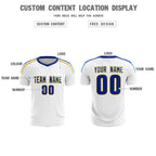 Custom White Raglan Shoulder Striped Soccer Tops/Sets Jersey