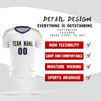 Custom White Raglan Shoulder Striped Soccer Tops/Sets Jersey