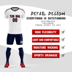 Custom white Striped Quick Dry Tops Soccer Sets Jersey