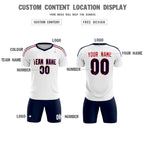 Custom white Striped Quick Dry Tops Soccer Sets Jersey