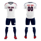 Custom white Striped Quick Dry Tops Soccer Sets Jersey