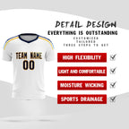 Custom White Raglan Shoulder Striped Soccer Tops/Sets Jersey
