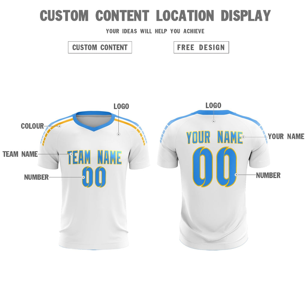 Custom White Raglan Shoulder Striped Soccer Tops/Sets Jersey