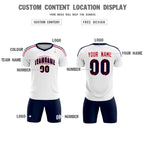 Custom white Striped Quick Dry Tops Soccer Sets Jersey