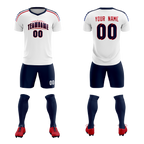 Custom white Striped Quick Dry Tops Soccer Sets Jersey