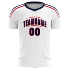 Custom white Striped Quick Dry Tops Soccer Sets Jersey