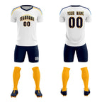 Custom White Raglan Shoulder Striped Soccer Tops/Sets Jersey