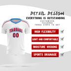 Custom White Raglan Shoulder Striped Soccer Tops/Sets Jersey
