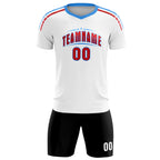 Custom White Raglan Shoulder Striped Soccer Tops/Sets Jersey