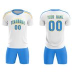 Custom White Raglan Shoulder Striped Soccer Tops/Sets Jersey