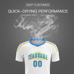 Custom White Raglan Shoulder Striped Soccer Tops/Sets Jersey