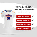Custom White Raglan Shoulder Striped Soccer Tops/Sets Jersey