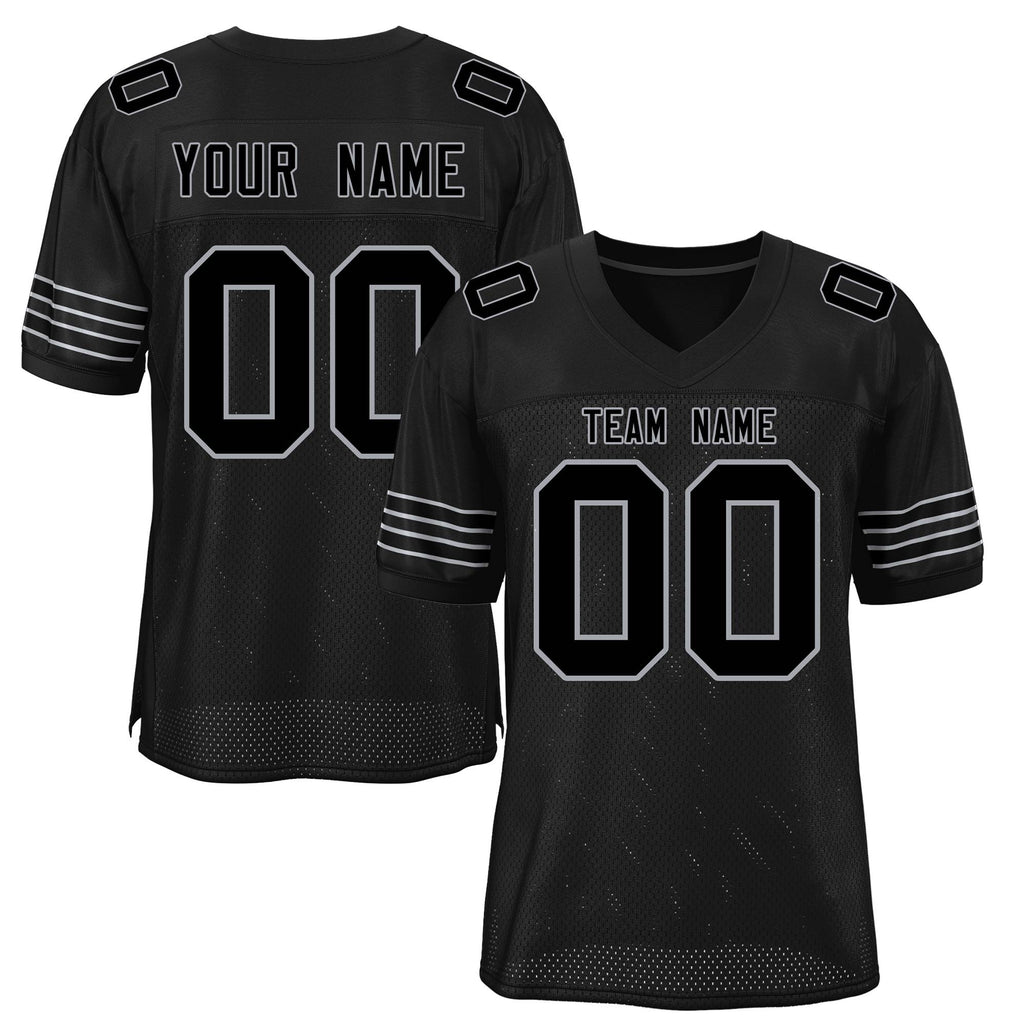 Custom Black Grey Classic Style Mesh Authentic Football Jersey