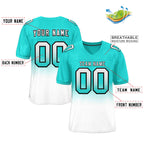 Custom Aqua White-Black Gradient Fashion Outdoor Authentic Football Jersey