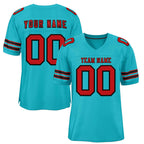 Custom Aqua Red-Black Classic Style Authentic Football Jersey
