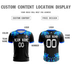 Custom Black Blue Sport Soccer Tops Jersey