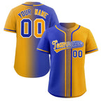 Custom Royal Yellow Gradient Fashion Authentic Baseball Jersey