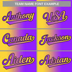 Custom Yellow Purple-Black Gradient Fashion Authentic Baseball Jersey