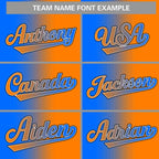 Custom Powder Blue Orange-Black Gradient Fashion Authentic Baseball Jersey