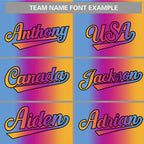 Custom Light Blue Purple-Pink-Yellow Gradient Fashion Authentic Baseball Jersey