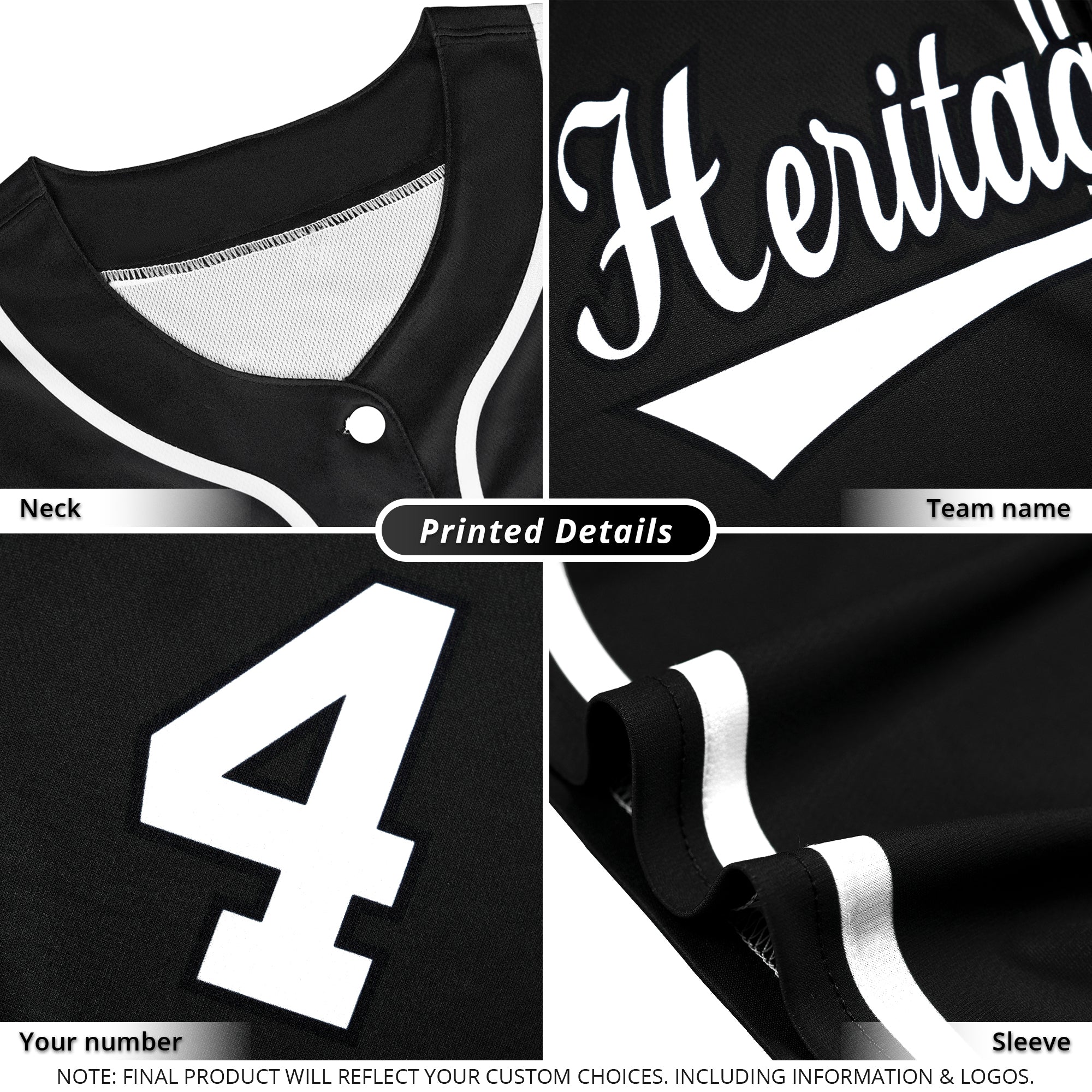 Custom Black White Classic Style Authentic Baseball Jersey