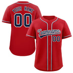Custom Red Navy-White Classic Style Authentic Baseball Jersey