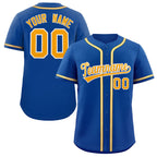 Custom Royal Gold-White Classic Style Authentic Baseball Jersey