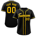 Custom Black Yellow Classic Style Authentic Baseball Jersey