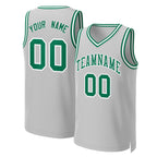 Custom Gray Kelly Green-White Classic Tops Basketball Jersey