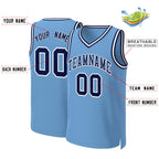 Custom Light Blue Navy-White Classic Tops Basketball Jersey