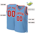 Custom Light Blue Red-White Classic Tops Basketball Jersey