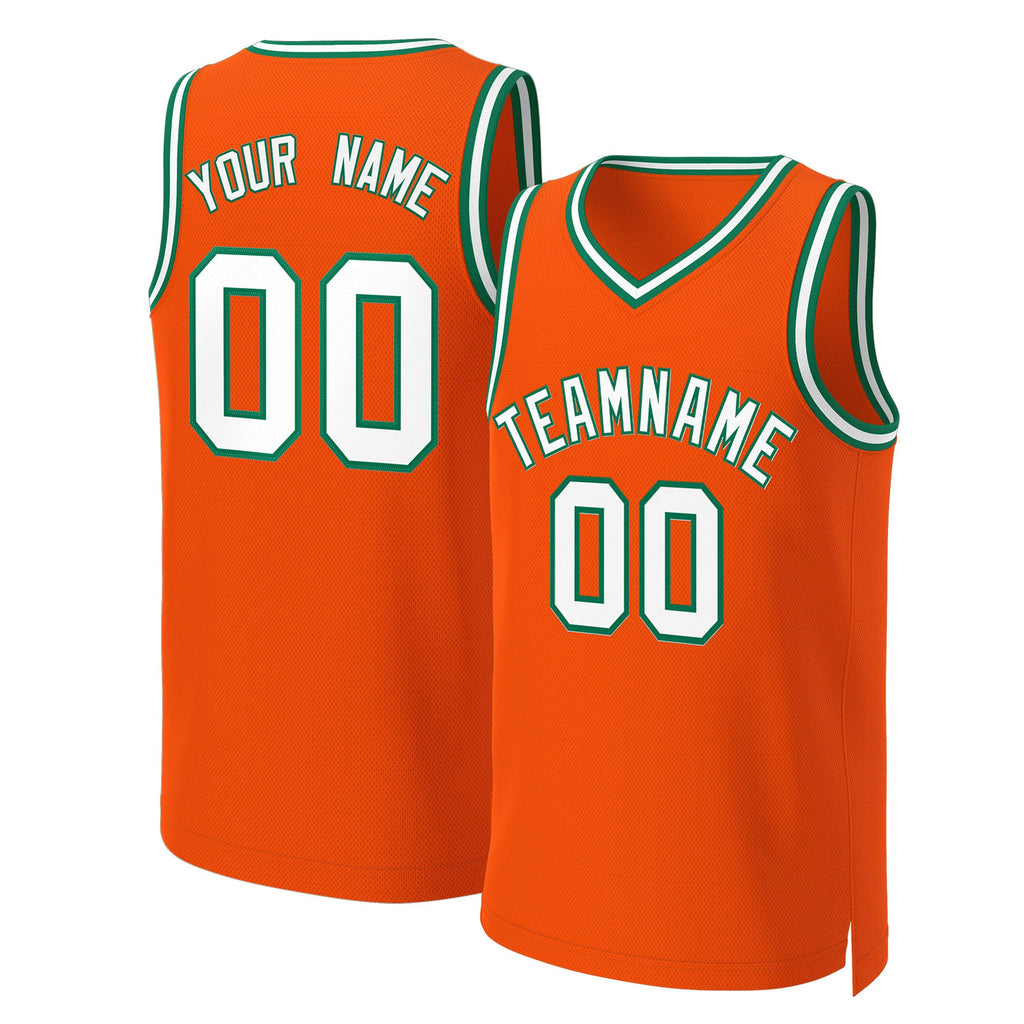 Custom Orange White-Kelly Green Classic Tops Basketball Jersey