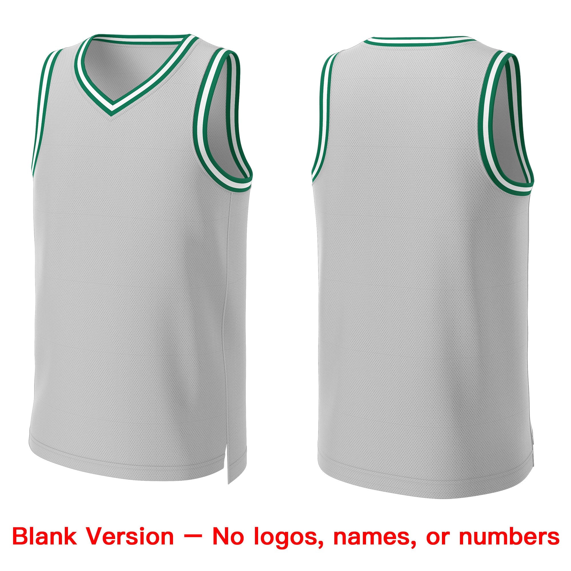 Custom Gray Kelly Green-White Classic Tops Basketball Jersey