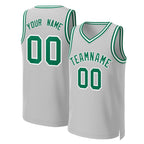 Custom Gray Kelly Green-White Classic Tops Basketball Jersey