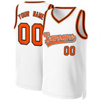 Custom White Orange-White Classic Tops Basketball Jersey
