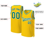 Custom Yellow Kelly Green-White Classic Tops Basketball Jersey