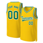 Custom Yellow Kelly Green-White Classic Tops Basketball Jersey