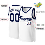Custom White Navy Blue Classic Tops Basketball Jersey