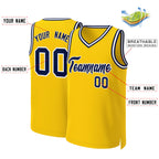 Custom Yellow Navy-White Classic Tops Basketball Jersey