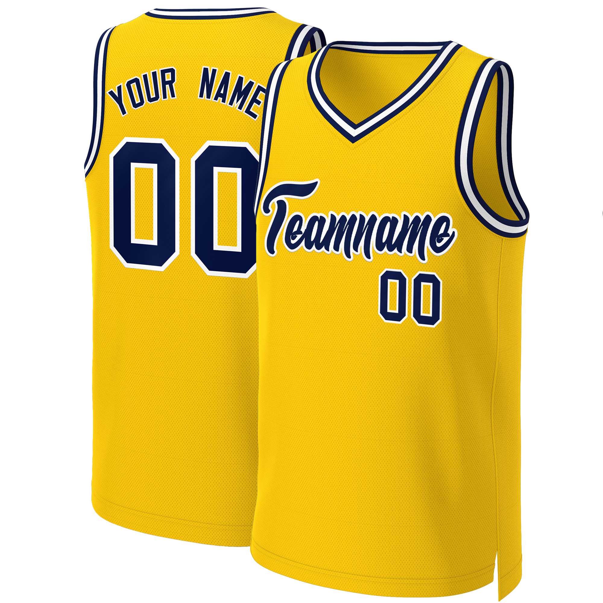 Custom Yellow Navy-White Classic Tops Basketball Jersey