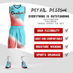 Custom Aqua Red-Black Gradient Fashion Sets Slash Basketball Jersey