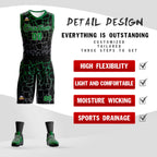 Custom Black Kelly Green-Gray Spotted Graffiti Pattern Sports Uniform Basketball Jersey